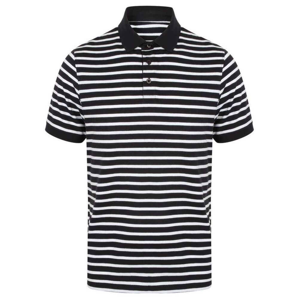 Front Row Unisex Adult Striped Jersey Polo Shirt / Navy/White